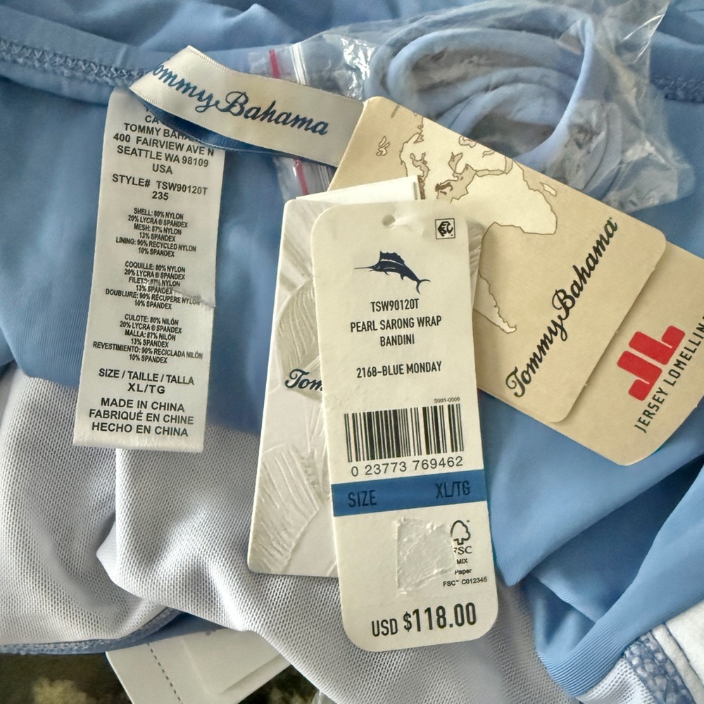 Tommy Bahama Pearl Sarong Wrap Bandini Top - Blue Monday - Picture 10 of 10